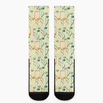 Watercolor Music Notes Pattern Print Crew Socks