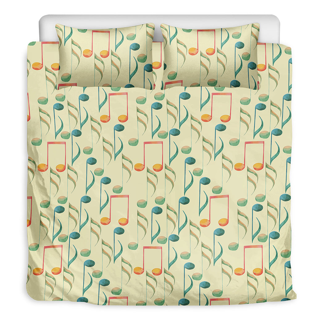 Watercolor Music Notes Pattern Print Duvet Cover Bedding Set