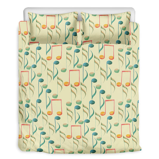 Watercolor Music Notes Pattern Print Duvet Cover Bedding Set
