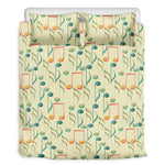 Watercolor Music Notes Pattern Print Duvet Cover Bedding Set
