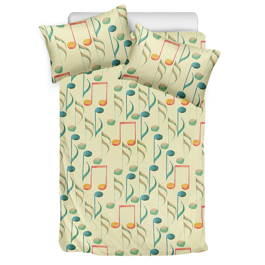 Watercolor Music Notes Pattern Print Duvet Cover Bedding Set