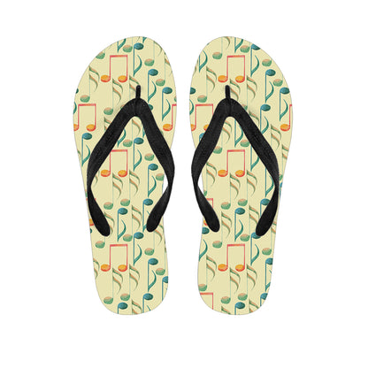 Watercolor Music Notes Pattern Print Flip Flops