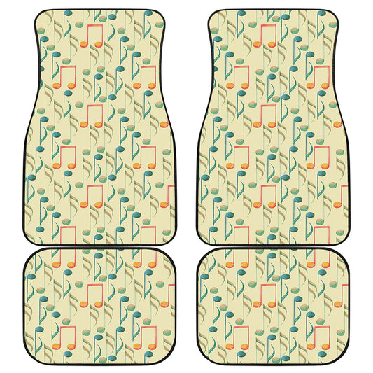 Watercolor Music Notes Pattern Print Front and Back Car Floor Mats