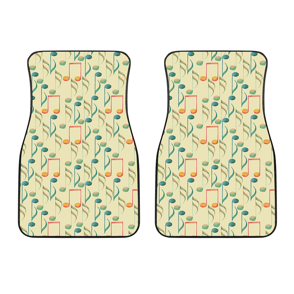 Watercolor Music Notes Pattern Print Front Car Floor Mats
