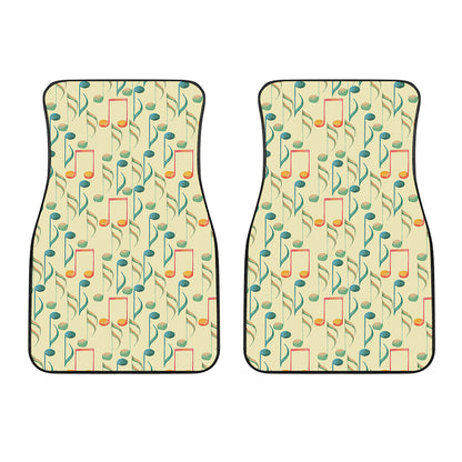Watercolor Music Notes Pattern Print Front Car Floor Mats