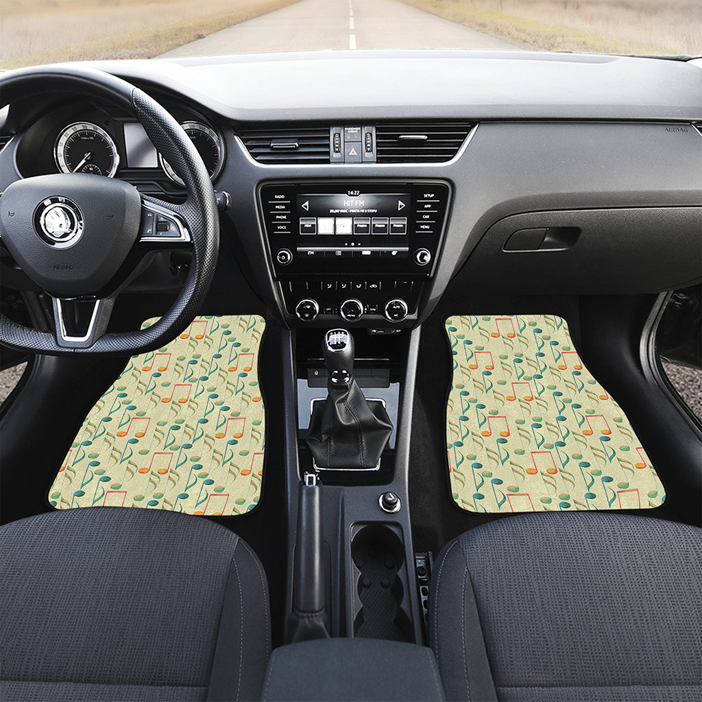 Watercolor Music Notes Pattern Print Front Car Floor Mats