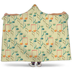 Watercolor Music Notes Pattern Print Hooded Blanket