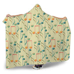 Watercolor Music Notes Pattern Print Hooded Blanket