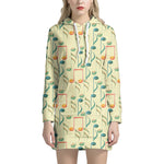 Watercolor Music Notes Pattern Print Hoodie Dress