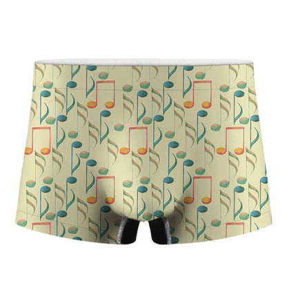 Watercolor Music Notes Pattern Print Men's Boxer Briefs