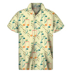Watercolor Music Notes Pattern Print Men's Short Sleeve Shirt