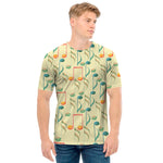 Watercolor Music Notes Pattern Print Men's T-Shirt