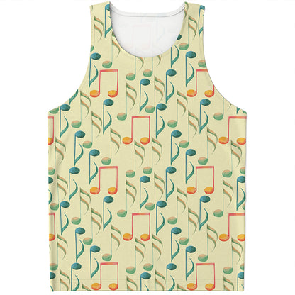 Watercolor Music Notes Pattern Print Men's Tank Top