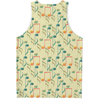 Watercolor Music Notes Pattern Print Men's Tank Top