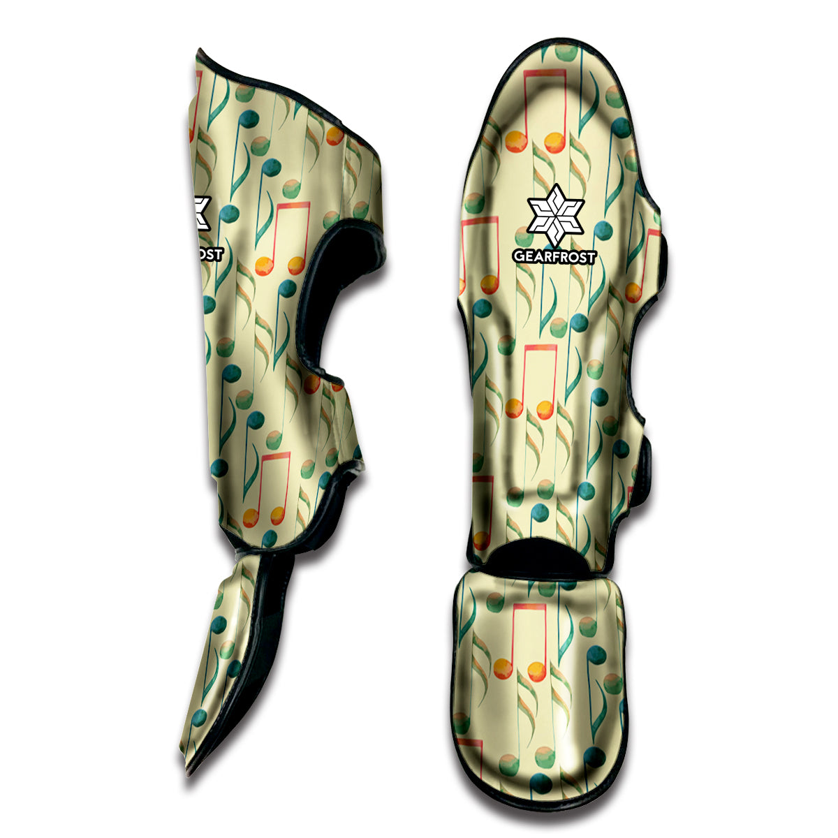 Watercolor Music Notes Pattern Print Muay Thai Shin Guard