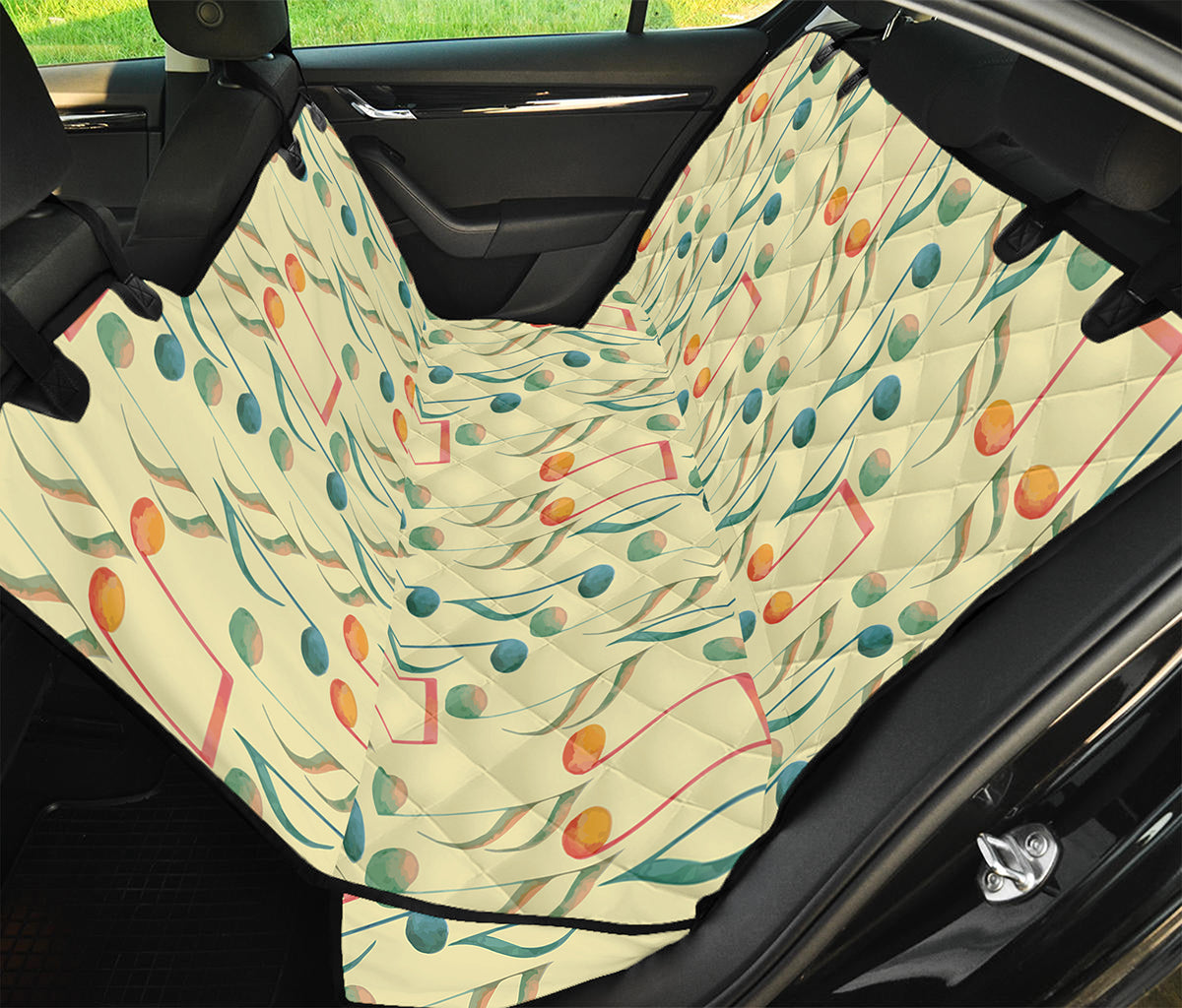 Watercolor Music Notes Pattern Print Pet Car Back Seat Cover