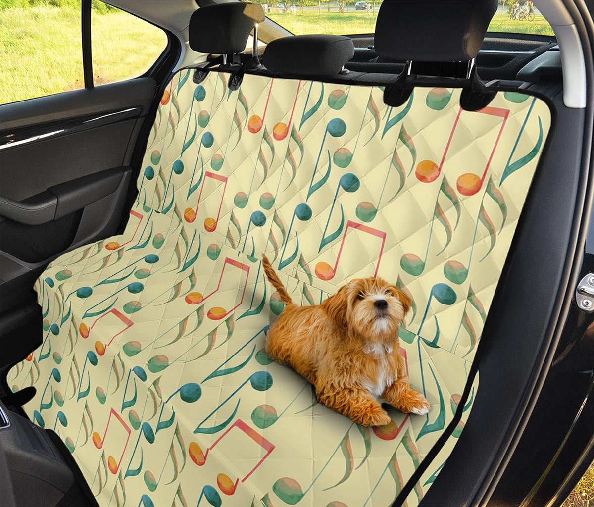 Watercolor Music Notes Pattern Print Pet Car Back Seat Cover