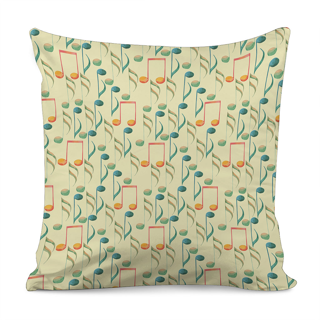 Watercolor Music Notes Pattern Print Pillow Cover