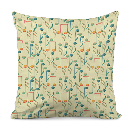 Watercolor Music Notes Pattern Print Pillow Cover