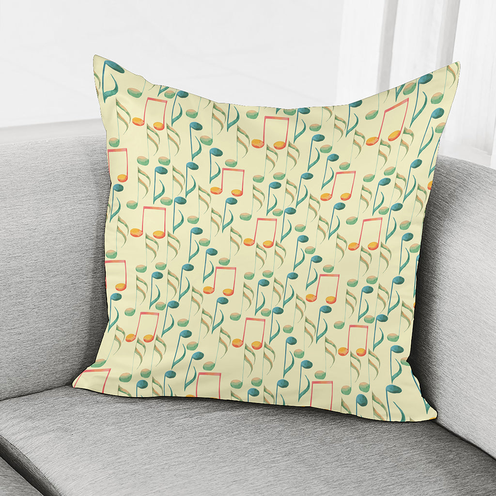 Watercolor Music Notes Pattern Print Pillow Cover