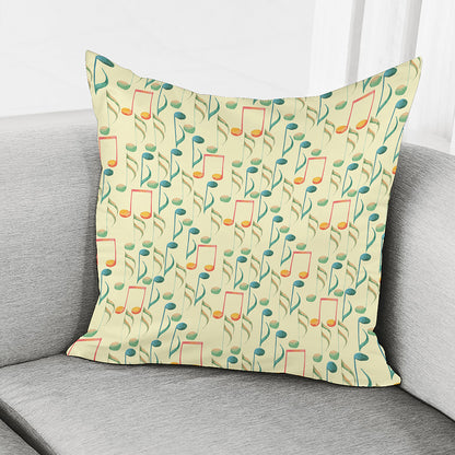 Watercolor Music Notes Pattern Print Pillow Cover