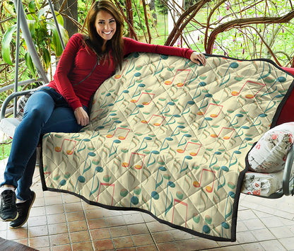 Watercolor Music Notes Pattern Print Quilt