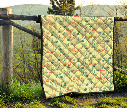 Watercolor Music Notes Pattern Print Quilt