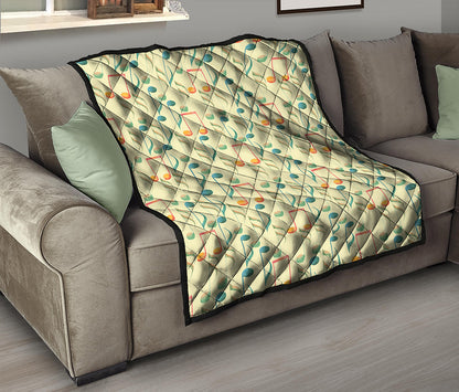 Watercolor Music Notes Pattern Print Quilt