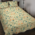 Watercolor Music Notes Pattern Print Quilt Bed Set