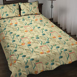 Watercolor Music Notes Pattern Print Quilt Bed Set