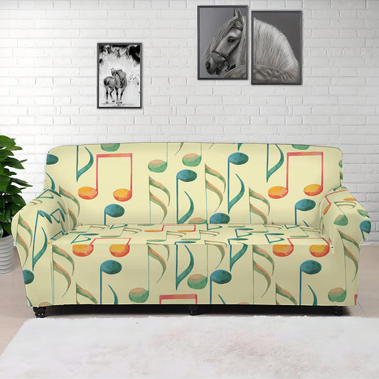 Watercolor Music Notes Pattern Print Sofa Cover