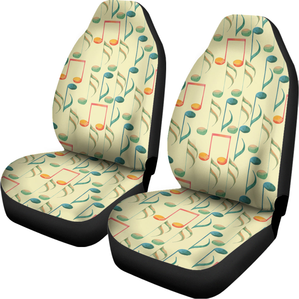 Watercolor Music Notes Pattern Print Universal Fit Car Seat Covers