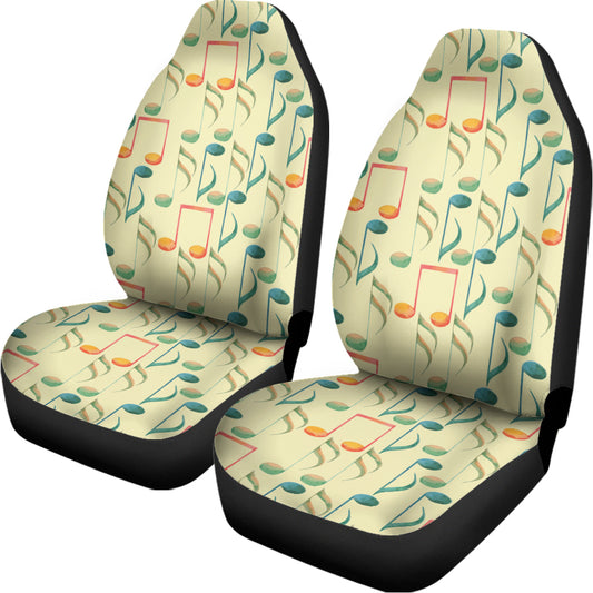 Watercolor Music Notes Pattern Print Universal Fit Car Seat Covers