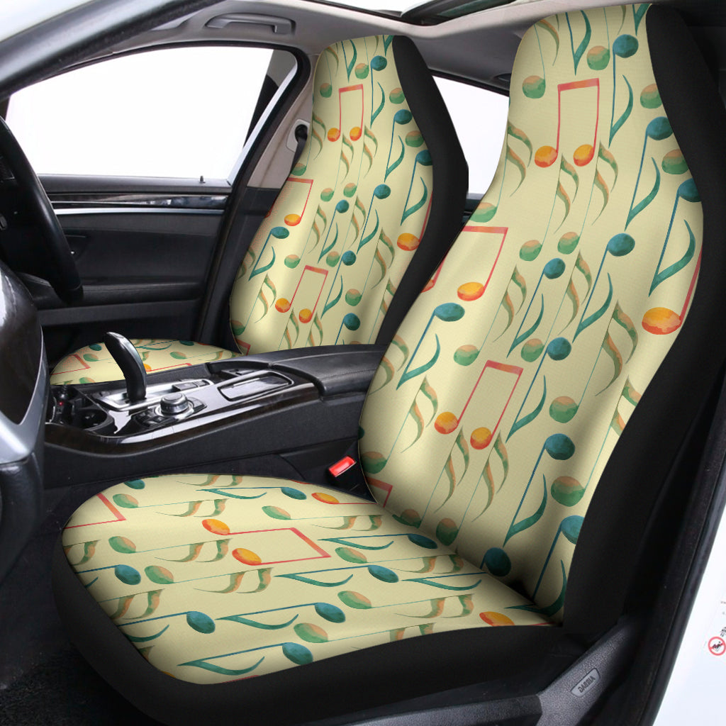 Watercolor Music Notes Pattern Print Universal Fit Car Seat Covers