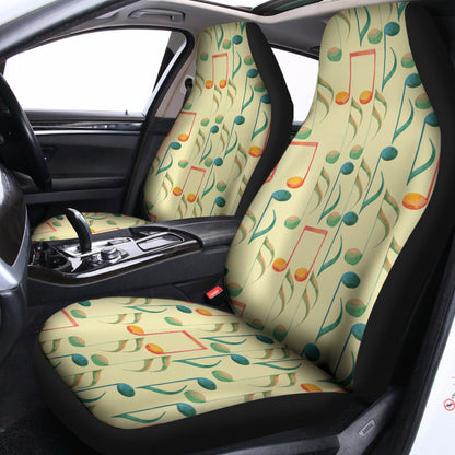 Watercolor Music Notes Pattern Print Universal Fit Car Seat Covers