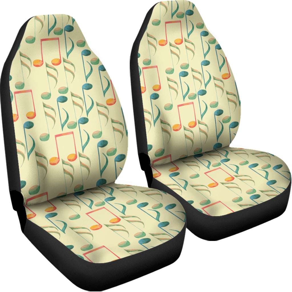 Watercolor Music Notes Pattern Print Universal Fit Car Seat Covers