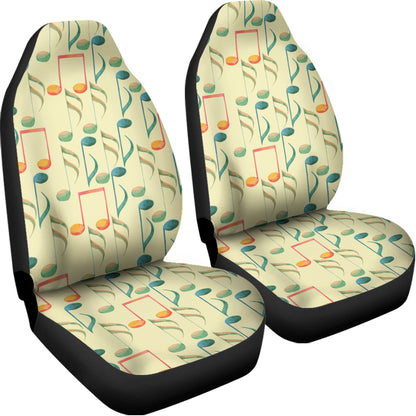 Watercolor Music Notes Pattern Print Universal Fit Car Seat Covers