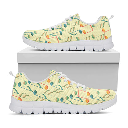 Watercolor Music Notes Pattern Print White Sneakers