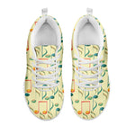 Watercolor Music Notes Pattern Print White Sneakers