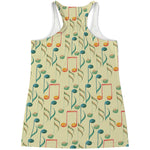 Watercolor Music Notes Pattern Print Women's Racerback Tank Top
