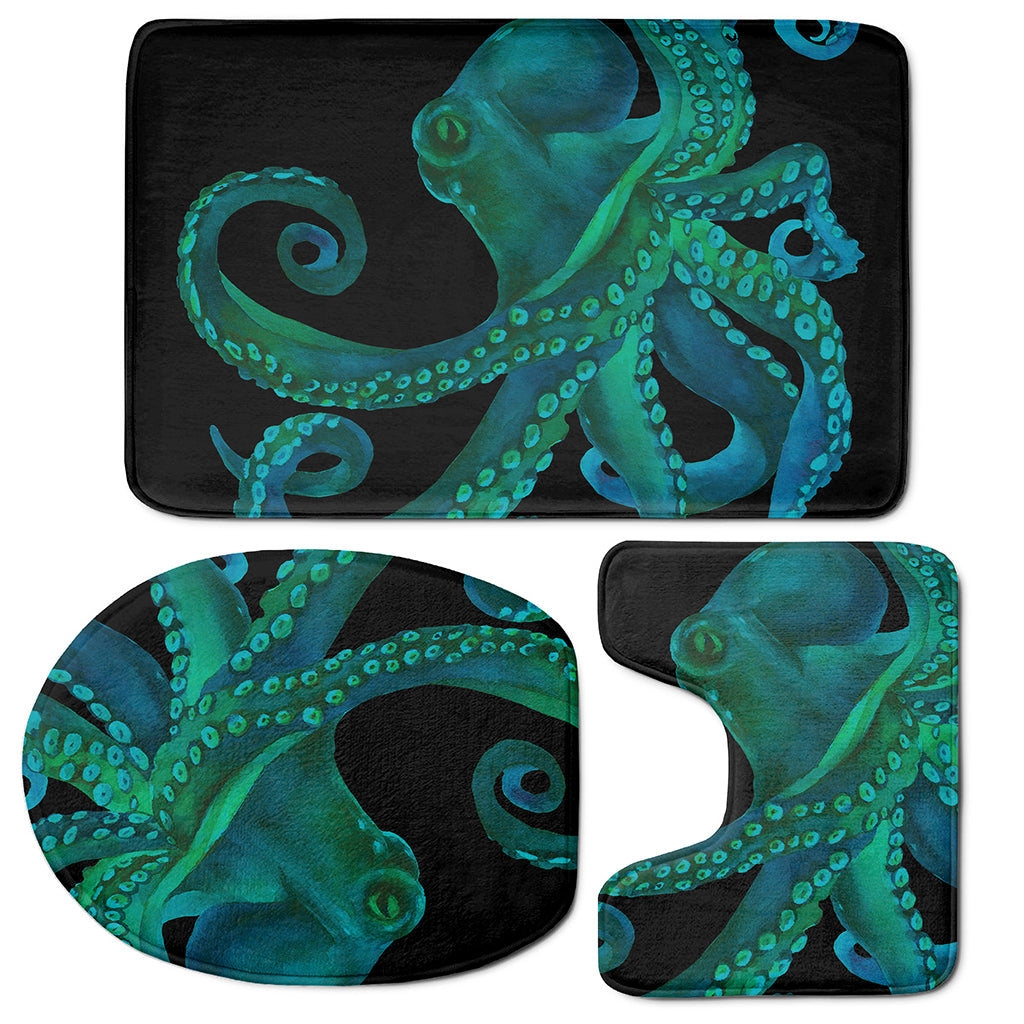 Watercolor Octopus Print 3 Piece Bath Mat Set