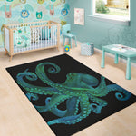 Watercolor Octopus Print Area Rug
