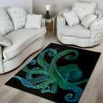 Watercolor Octopus Print Area Rug