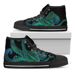 Watercolor Octopus Print Black High Top Shoes