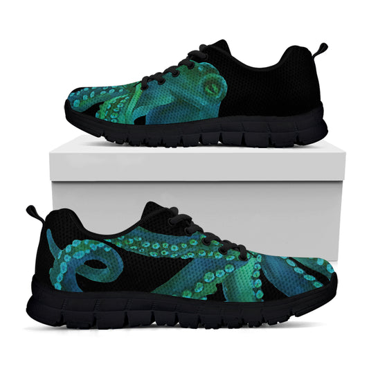 Watercolor Octopus Print Black Sneakers