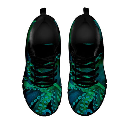 Watercolor Octopus Print Black Sneakers