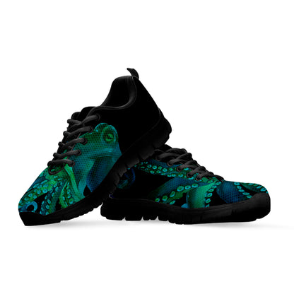 Watercolor Octopus Print Black Sneakers