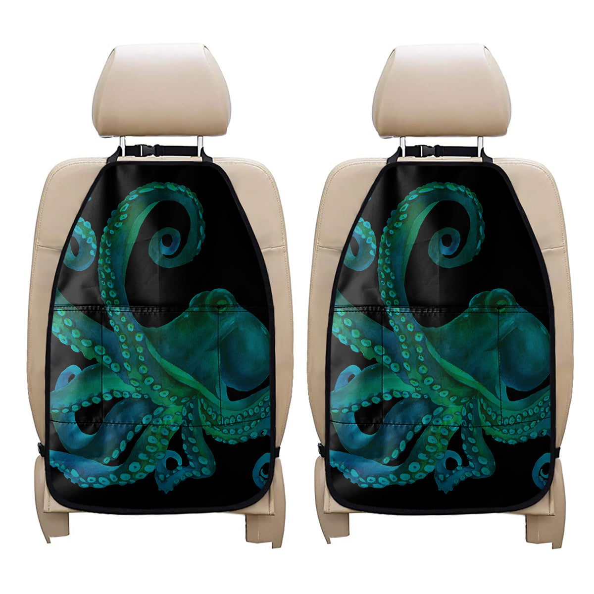 Watercolor Octopus Print Car Seat Organizers