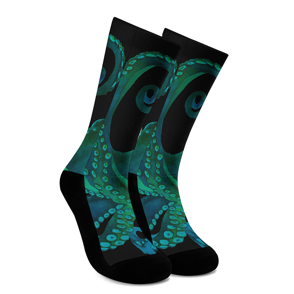 Watercolor Octopus Print Crew Socks