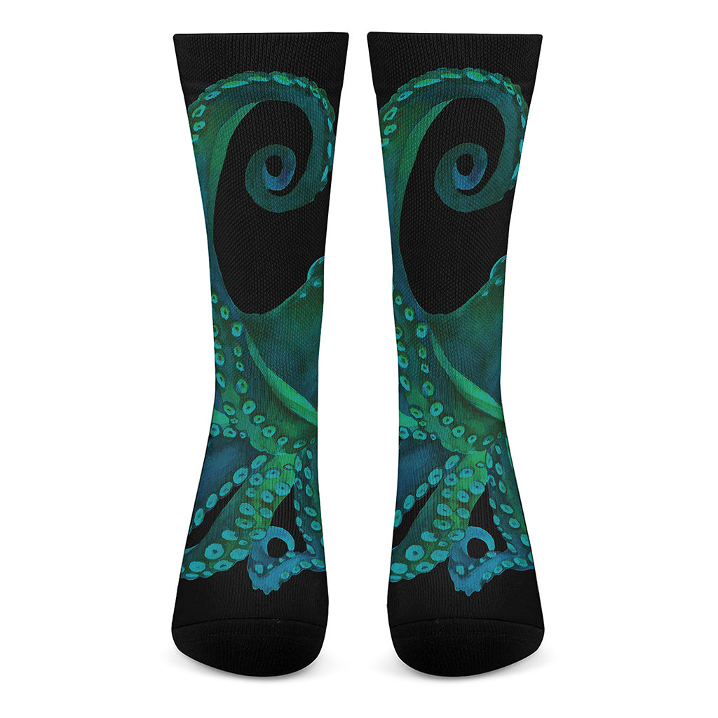Watercolor Octopus Print Crew Socks